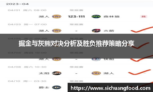 掘金与灰熊对决分析及胜负推荐策略分享